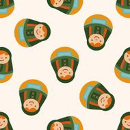 Matryoshka Russian traditional wooden doll fl seamless pattern N9