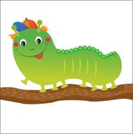 Green caterpillar cartoon Vector Illustration