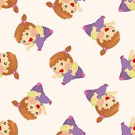 family girl character seamless pattern N2
