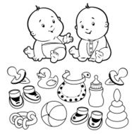 Two toddler with baby items N2