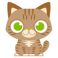 Cartoon Adorable Little Cat Isolated Illustration N3