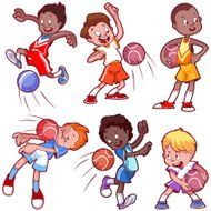Cartoon Kids Playing Dodgeball N4