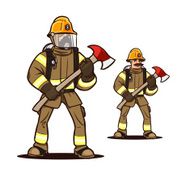 firefighter with the fire axe