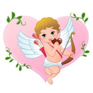 Mischief cupid snibbling heart shaped chocolate