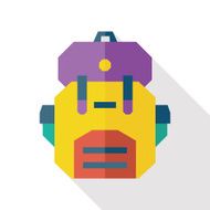 school bag flat icon with long shadow N3