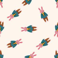 animal rabbit worker cartoon seamless pattern background N3