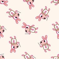 animal rabbit worker cartoon seamless pattern background N4