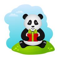 Panda with gift Vector illustration