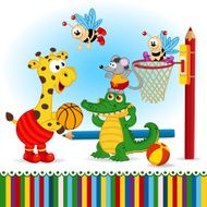 animals play basketball