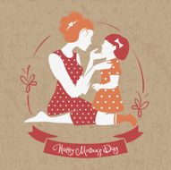 Beautiful mother silhouette with her daughter