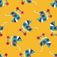 Pram flat icon eps10 seamless pattern background N7