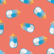 Baby bottle flat icon EPS 10 seamless pattern background N7
