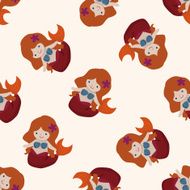 fairytale princess cartoon seamless pattern background N47