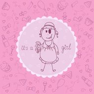 Baby girl announcement card N45