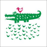 Illustration with crocodile and bird