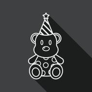 birthday teddy bear flat icon with long shadow line N4