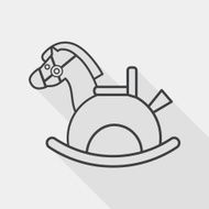 horse toy flat icon with long shadow line