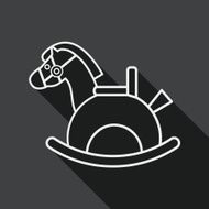 horse toy flat icon with long shadow line N2