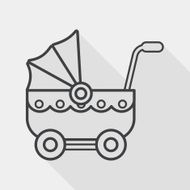 Pram flat icon with long shadow line N4