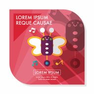 Butterfly music toy flat icon with long shadow eps10 N24