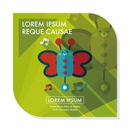 Butterfly music toy flat icon with long shadow eps10 N25