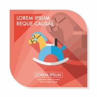 horse toy flat icon with long shadow eps10 N60