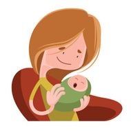 Mother holding her baby vector illustration cartoon character