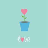 Heart flower in pot Love card