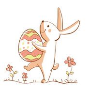 Cute Easter rabbit with egg