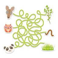 owl panda kangaroo labyrinth game for Preschool Children Vector