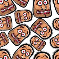 Faces seamless background vector cartoon style pattern N6