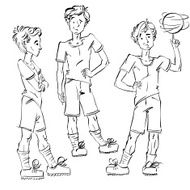 Set of vector full-length hand-drawn Caucasian teens N2