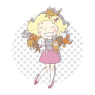 Happy girl and cats N2