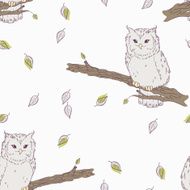 Cute childrens floral seamless pattern with owl bird