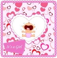 Cartoon baby girl crying card N5