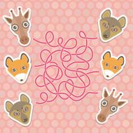 funny giraffe fox wolf labyrinth game for Preschool Children Vector