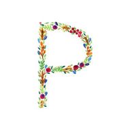 Watercolor floral monogram P