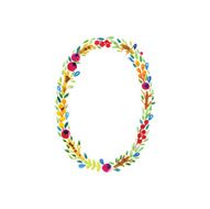 Watercolor floral monogram O