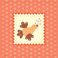 pink greetin card with a bird