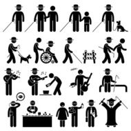 Blind Man Handicap Stick Figure Pictogram Icons