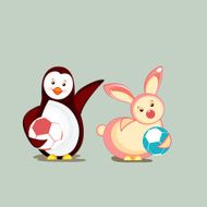 Character of penguin and rabbit