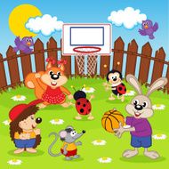animals play basketball N2