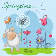 Cute Sheep with dandelion N2