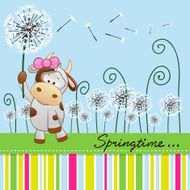 Cute Cow with dandelion