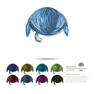 set of vintage hair style in various colours - vector