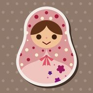Matryoshka Russian traditional wooden doll vector pattern fl N42