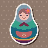 Matryoshka Russian traditional wooden doll vector pattern fl N43