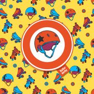 roller skate seamless pattern with derby icon N3