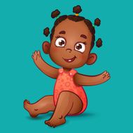 Cute African American baby girl Happy Child With Open Arms