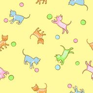 Seamless kids pattern with playing kittens